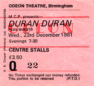 DEC 23 1981 BIRMINGHAM ODEON_ticket